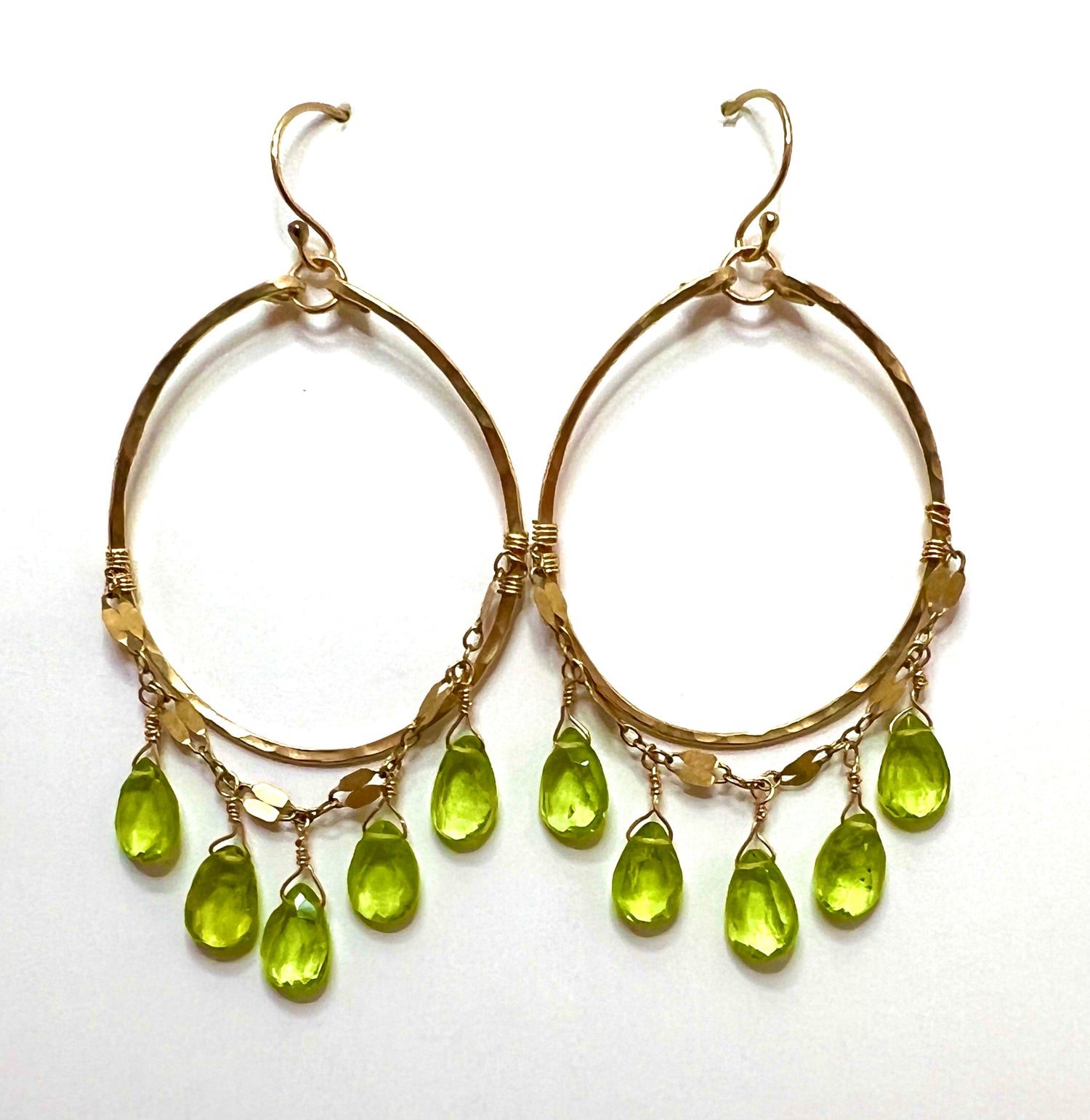 Green Peridot Drop Earrings in genuine 14kt Rose Gold - GDE536-P – Vasant  Designs